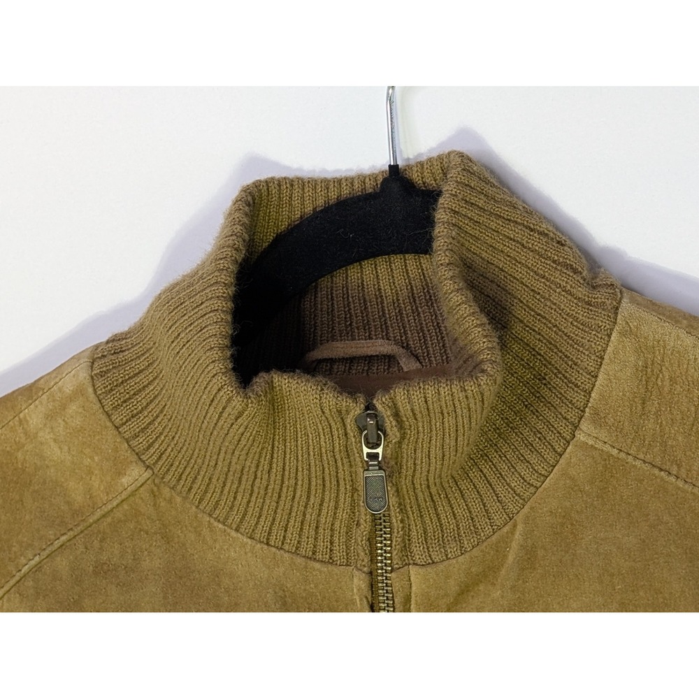 Covington‎ Womens Brown Leather Suede Wool Blend Knit Zip Jacket L Equestrian - Picture 5 of 9